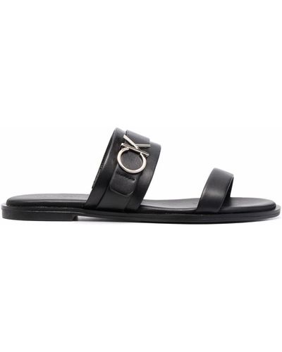Calvin Klein Slip-on Leather Sandals - Black