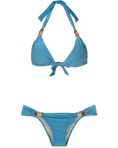 Adriana Degreas Bead-embellished Bikini - Blue