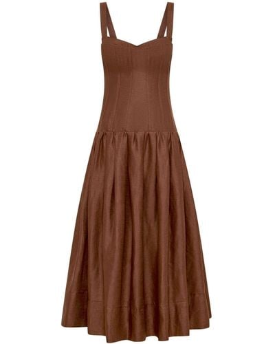 Nicholas Makenna Linen Dress - Brown
