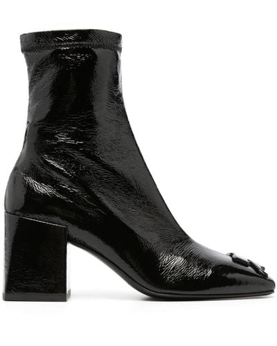 Courreges Iconic 80mm Textured-leather Boots - Black