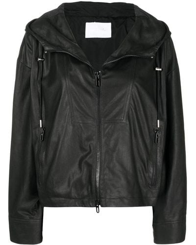 DROMe Hooded Leather Jacket - Black