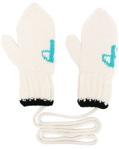 Patou Knitted Logo Mittens - Natural