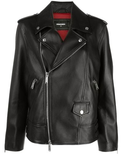 DSquared² Leather Biker Jacket - Black