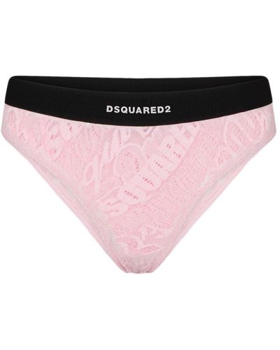 DSquared² Logo-embroidered Lace Briefs - Pink