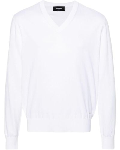 DSquared² Pullover mit V-Ausschnitt - Weiß