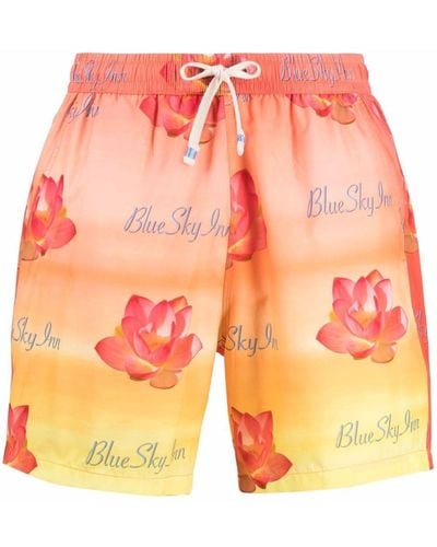 BLUE SKY INN Graphic-print Swim Shorts - Orange