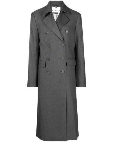 Remain Notched-lapel Double-breasted Coat - Gray