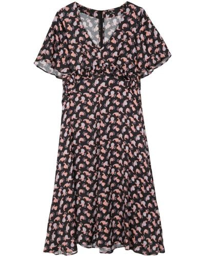 PS by Paul Smith Abstract-print Flared Dress - Black