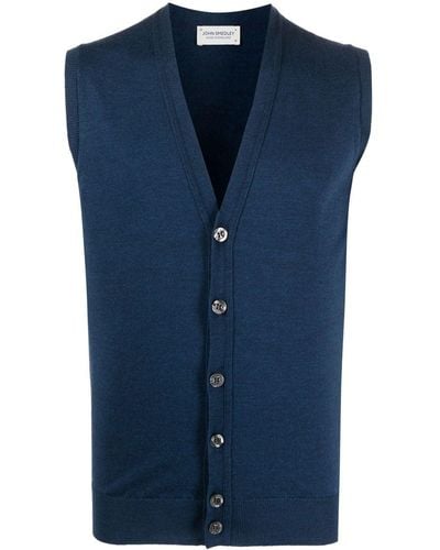 John Smedley V-neck Knit Sweater Vest - Blue