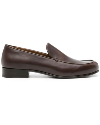 The Row Flynn Leather Loafers - Brown
