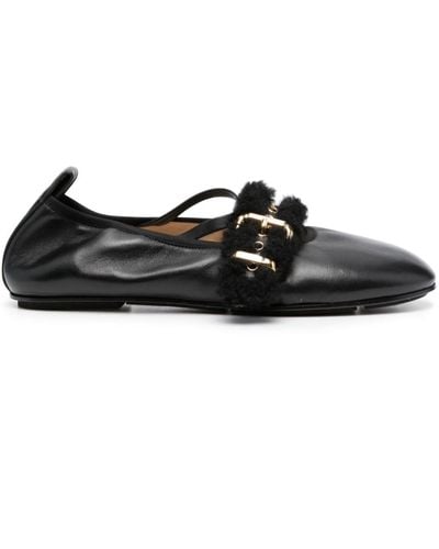 Wandler Buckled Round-toe Leather Ballerinas - Black