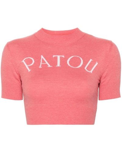Patou Gestricktes Intarsien-Top - Pink