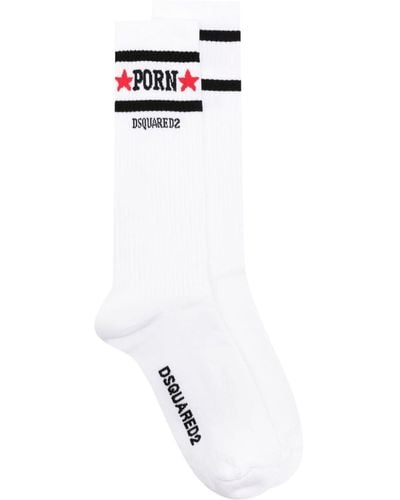 DSquared² Halbhohe Jacquard-Socken - Weiß