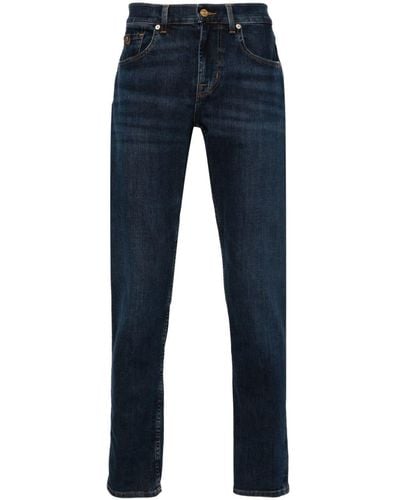 7 For All Mankind Halbhohe Slimmy Tapered Jeans - Blau