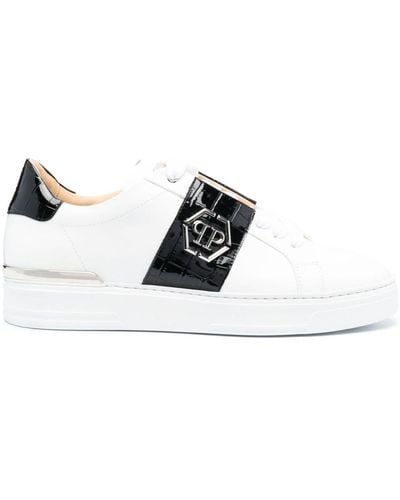 Philipp Plein Logo-plaque Leather Low-top Sneakers - White