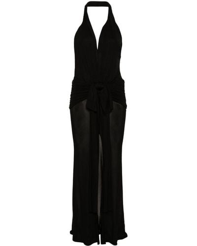 Blumarine Draped Sable-jersey Maxi Dress - Black