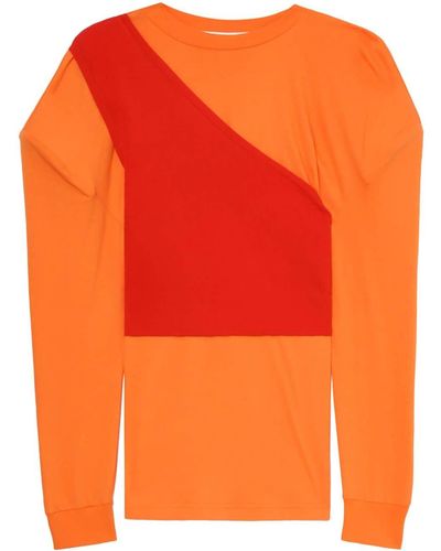 Enfold Blouse colour block à design asymétrique - Orange