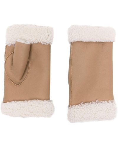 Mackintosh Shearling-trim Fingerless Gloves - White
