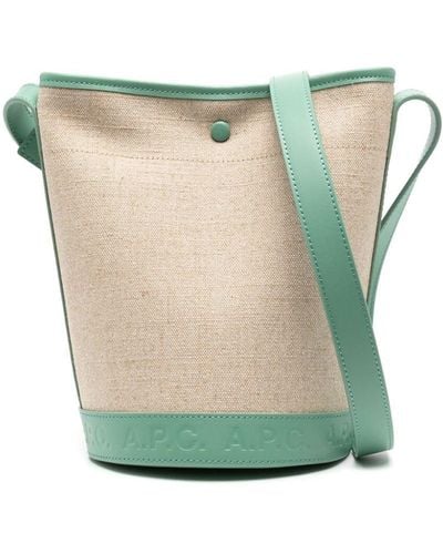 A.P.C. Small Helene Canvas Bucket Bag - Green