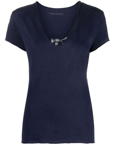 Zadig & Voltaire T-shirt Story Fishnet en coton biologique - Bleu