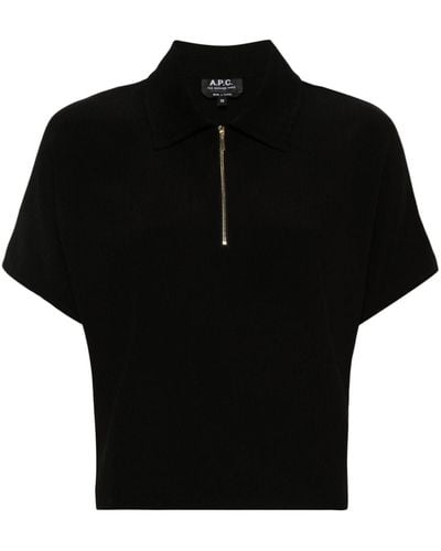A.P.C. Roxy Textured Polo Shirt - Black