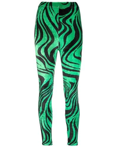 Philosophy Di Lorenzo Serafini Zebra-print Elasticated-waist leggings - Green