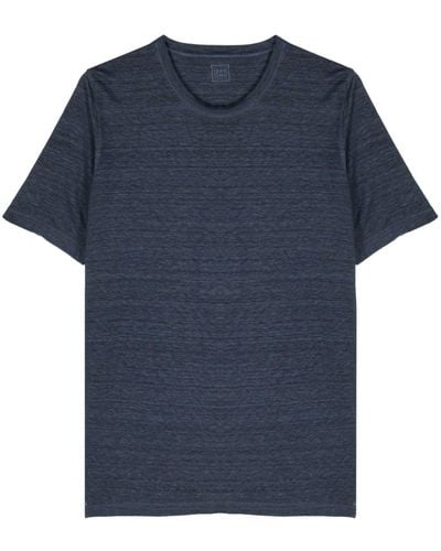 120% Lino T-shirt en lin à col rond - Bleu