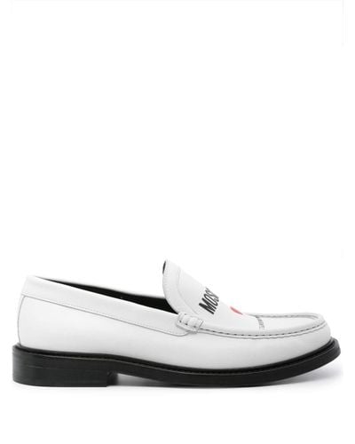 Moschino Logo-print Leather Loafers - White