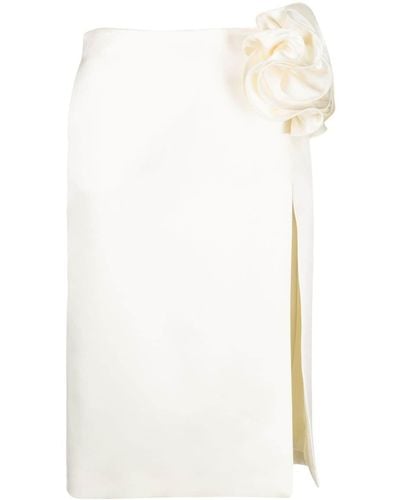 Magda Butrym Jupe mi-longue à fleurs 3D - Blanc