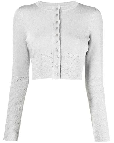 Victoria Beckham Lurex Cropped Cardigan - White