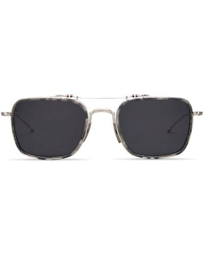 Thom Browne Tortoiseshell Rectangular-frame Sunglasses - Grey