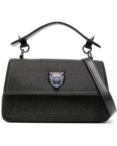 Philipp Plein Tiger-head Crystal Embellished Tote Bag - Black