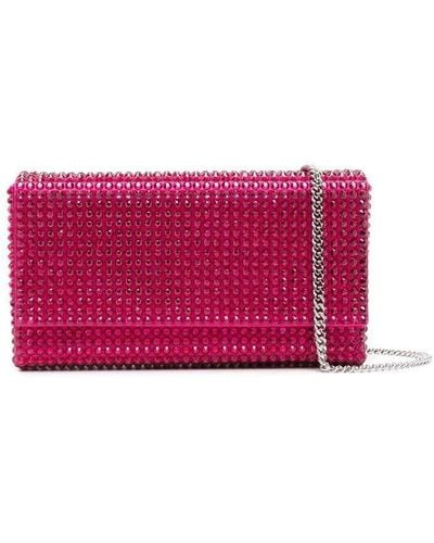 AMINA MUADDI Paloma Crystal-embellished Clutch Bag - Pink