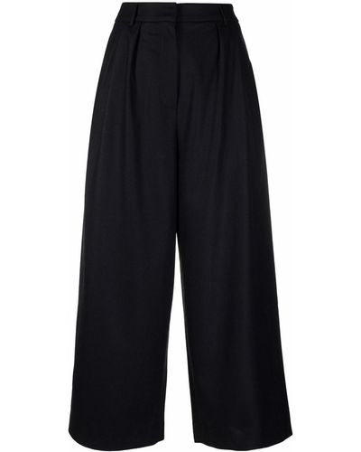Chinti & Parker Cropped Pleated Palazzo Trousers - Blue