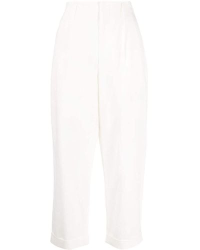 Izzue Elasticated-waist Cropped Trousers - White