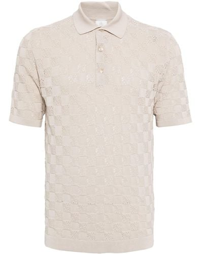 Eleventy 3d Knitted Cotton Polo Shirt - White