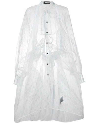 Miaoran Polda-dot Chiffon Shirt Dress - White