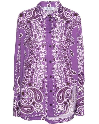 The Attico Paisley-Print Cotton Shirt - Purple