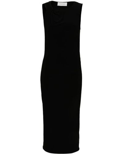 Sportmax Robe mi-longue à encolure asymétrique - Noir