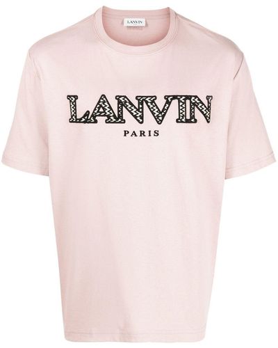 Lanvin Embroidered-logo Short-sleeve T-shirt - Pink