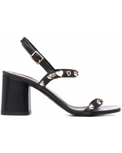 Love Moschino Heart-studded Block-heel Sandals - Black