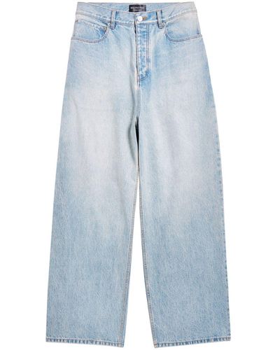 Balenciaga Lockere Jeans mit Logo-Patch - Blau