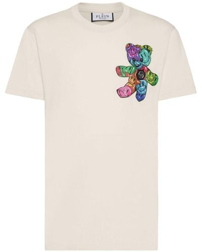 Philipp Plein Graphic-print Cotton T-shirt - Natural