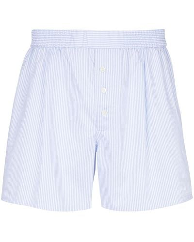Balmain Shorts a righe con ricamo - Blu