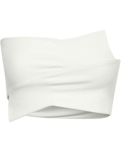 MM6 by Maison Martin Margiela Sleeve-shaped Fine-knit Bandeau Top - White