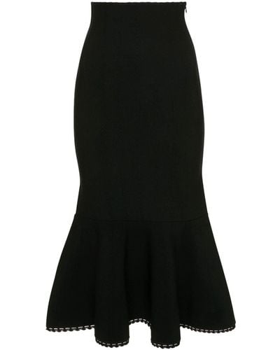 Victoria Beckham Vb Body Scallop-trim Flared Skirt - Black