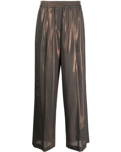 Brunello Cucinelli Metallic Wide-leg Pants - Grey