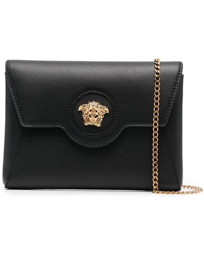 Versace La Medusa Leather Crossbody Bag - Black