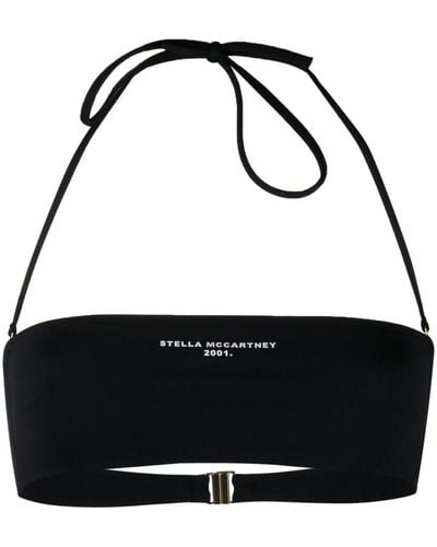 Stella McCartney Haut de bikini bandeau à logo imprimé - Noir