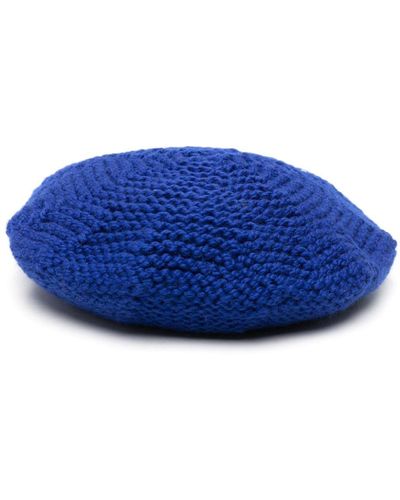 Maison Margiela Chunky-knit Beret Hat - Blue